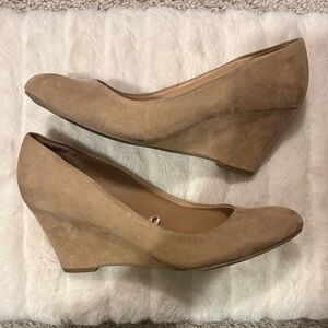 Merona Beige Suede Wedge Pumps